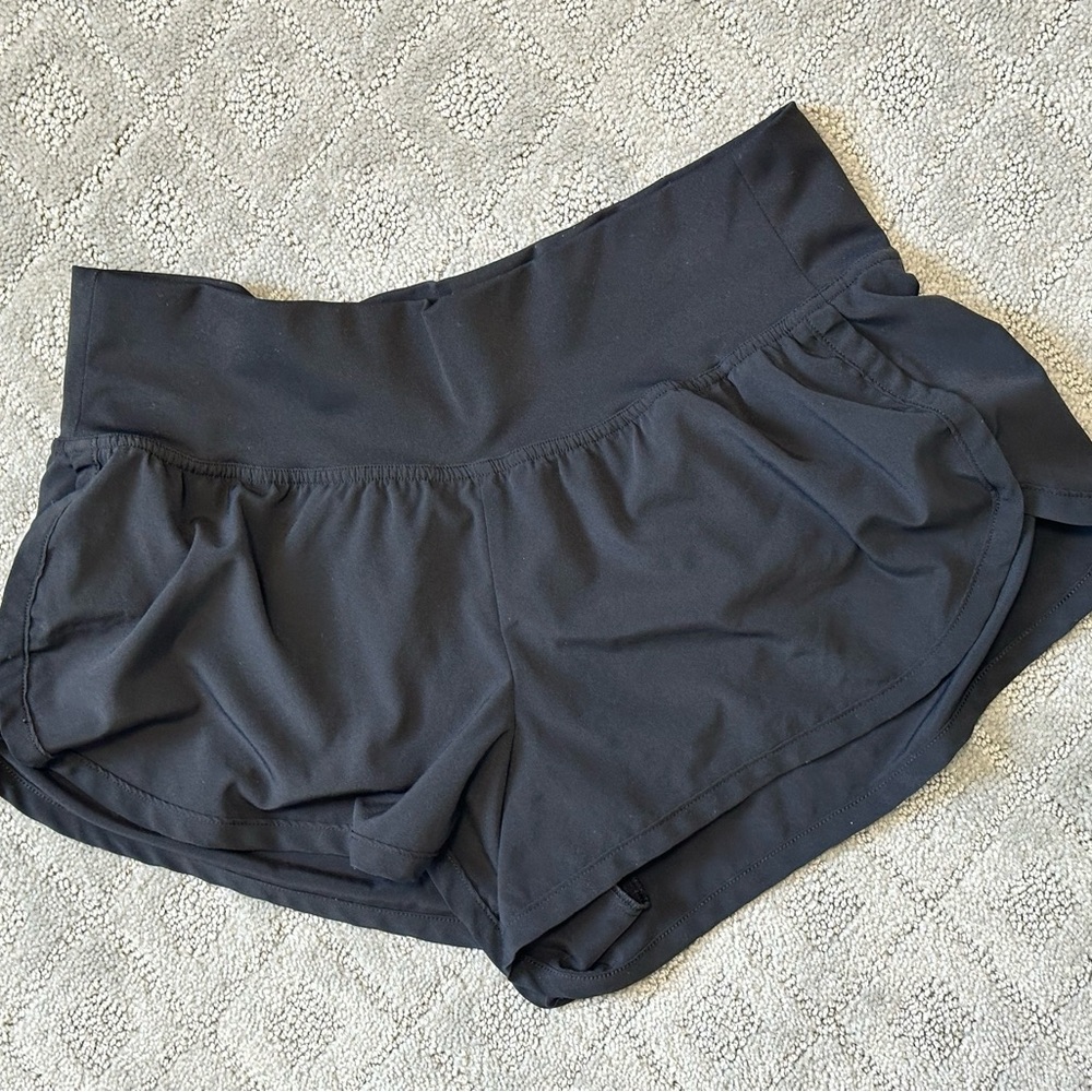 Gilly Hicks Black High-Rise Athletic Shorts with Built-In Brief